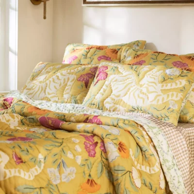 Xenia Cotton Tiger Screen-Printed Quilt, Anthropologie